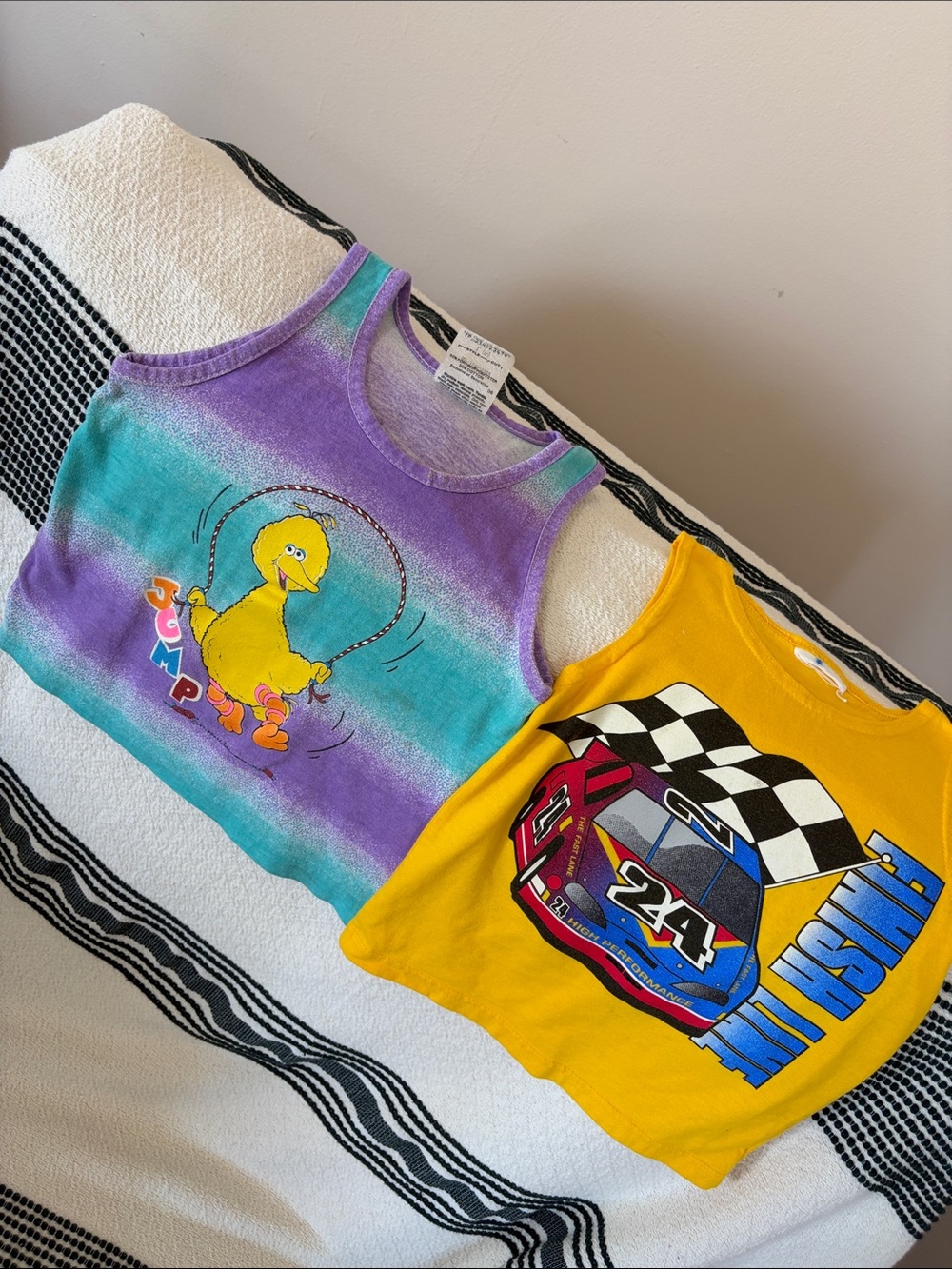 Vintage Big Bird Tie-Dye Tank Top and NASCAR tank top 3T